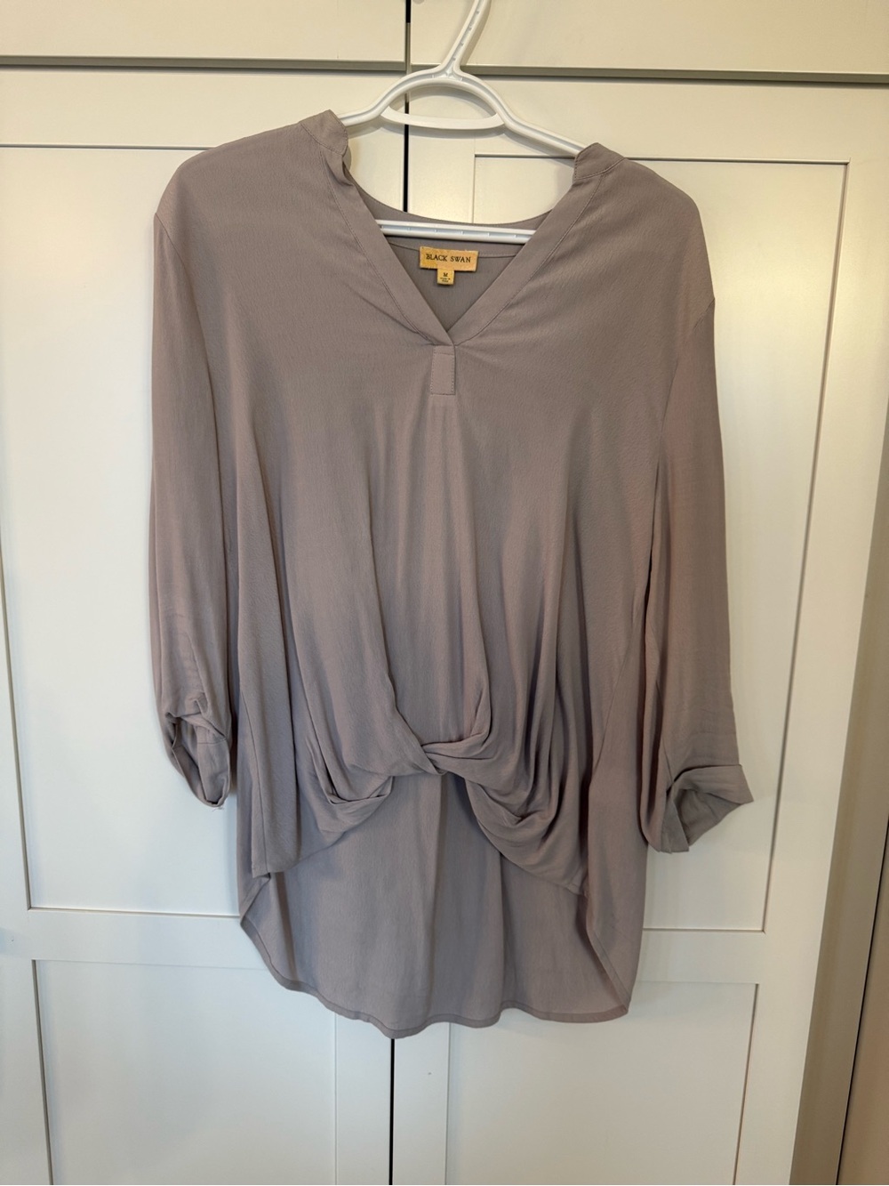Black Swan Mauve Twist-Front Women's Blouse.